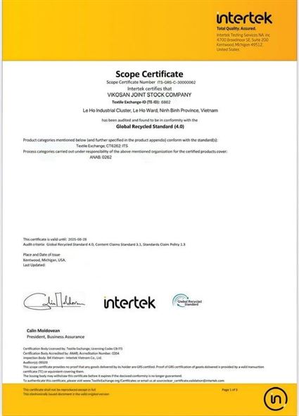 GRS CERTIFICATE
